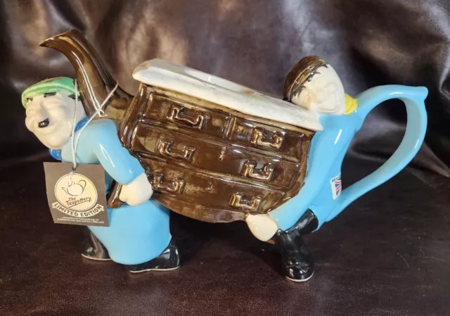 Ltd Edition Swineside Teapottery "The Removal Men", Numbered, Missing Lid/READ