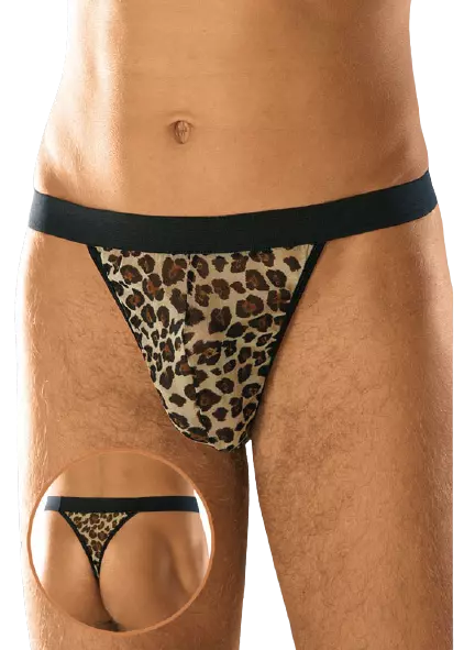 SF-4457 SOFTLINE Perizoma Uomo Leopardato con Banda a Nastro Nera Tg. Unica S/L