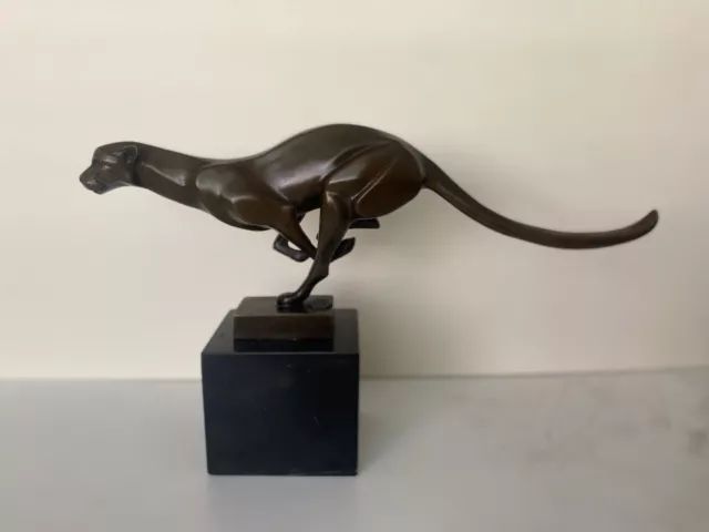 Bronze Sculpture - Leopard Panther Cougar Lion - Lost-Wax Figure Art Deco