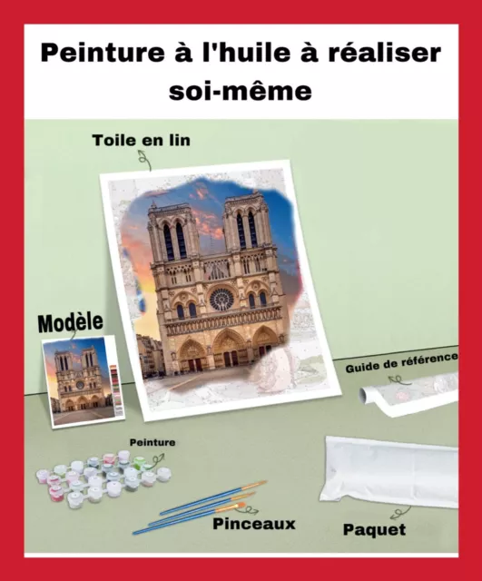 Kit Peinture À L’huile Art Numéro Poster Toile Cathédrale Notre Dame De Paris