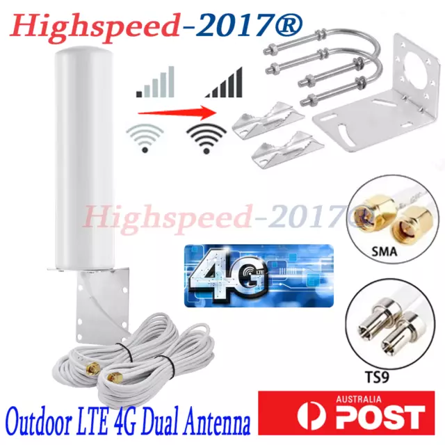 Dual SMA / TS9 Male 3G 4G LTE Signal Booster Antenna Outdoor Fixed Wall Mount AU