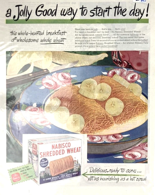 Vintage Nabisco Shredded Wheat Ready To Serve   1946 Magazine Print Ad L74