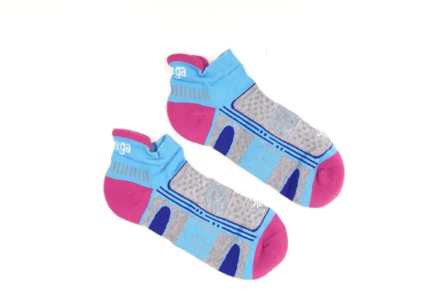 Balega ESF15639 Enduro V-Tech No Show Socks in blue, purple, grey in Size Large