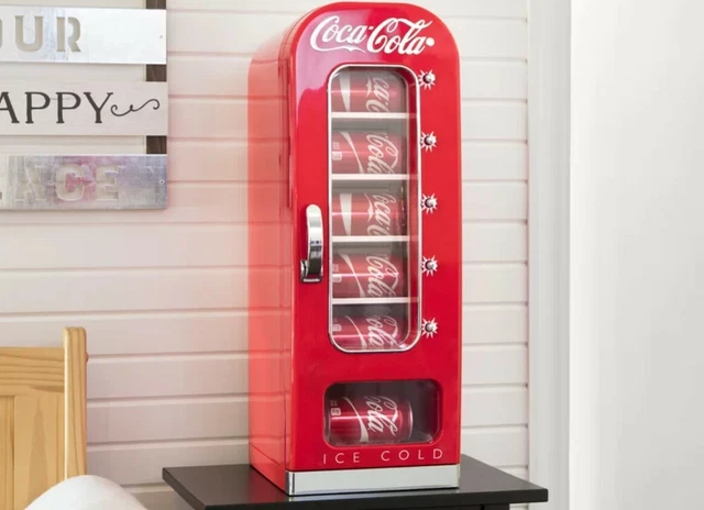 Retro Red Coca Cola Fridge 10 Can Vending Machine Style Mini Soda Refrigerator Retro Red Coca Cola Fridge 10 Can Vending Machine Style Mini Soda Refrigerator