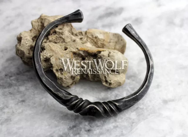 Hand-Forged Twisted Steel Torc --- Viking/Celtic/Blacksmith Bracelet/Band/Cuff