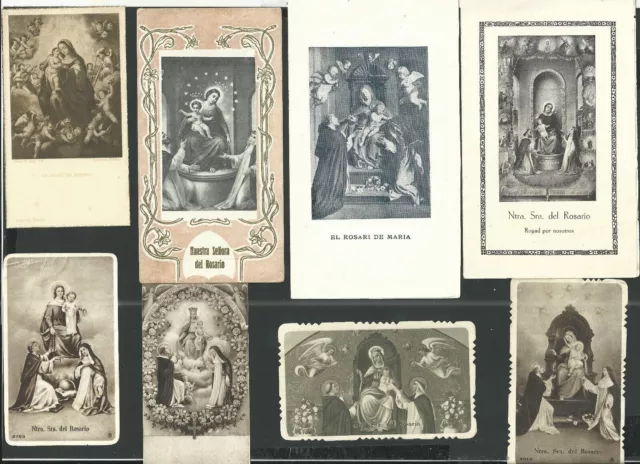 8 santinos anticos de la Madonna del Rosario image pieuse estampa holy card