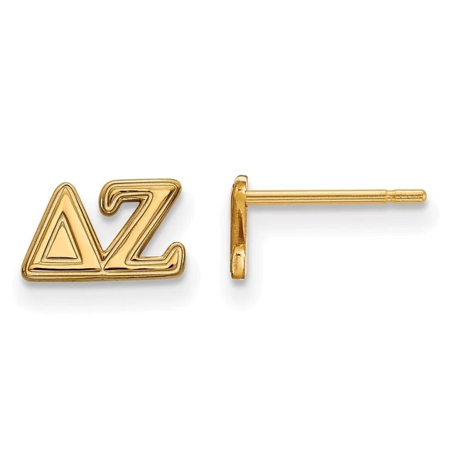 14K Plated Silver Delta Zeta Xs Greek Letters Post Earrings