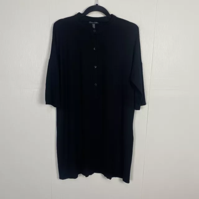 Eileen Fisher Women’s Black 3/4 Sleeve Viscose Spandex Tunic Top Blouse Size M.