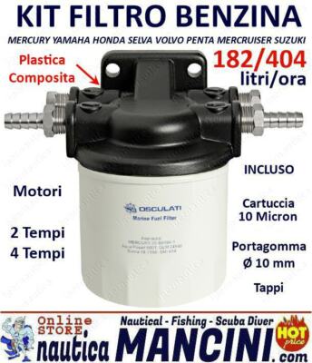 Nautica FILTRO SEPARATORE DECANTATORE ACQUA BENZINA CARBURANTE FUORIBORDO NAUTICA BARCA 