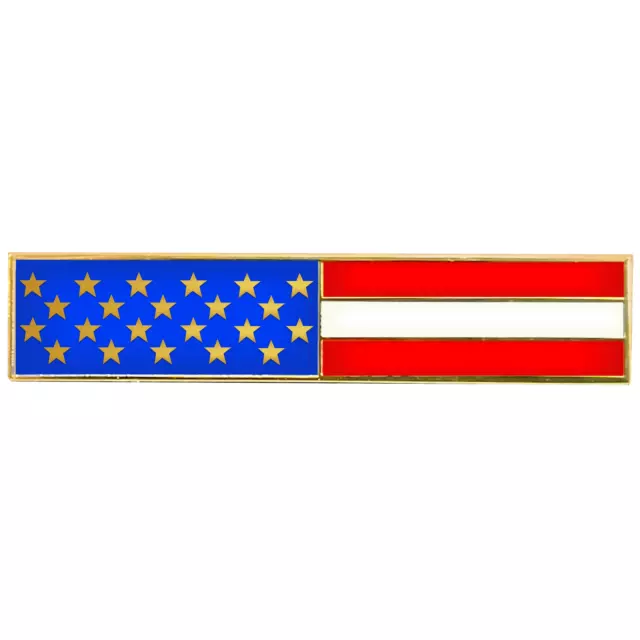 EL6-021 Gold US Flag Metal and Cloisonné Citation Commendation Bar Pin Police CB