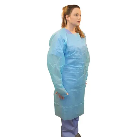 Isolation Gowns With Thumb Hole Protective Suit Disposable CPE Pack of 60