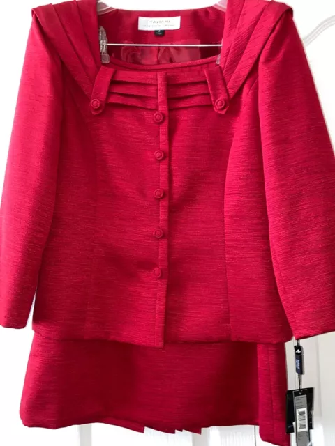 New Beautiful Tahari ASL Red Skirt Suit Size 4