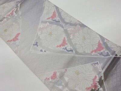 6356516: Japanese Kimono / Vintage Fukuro Obi / Woven Rhombus & Flower Tatewaku