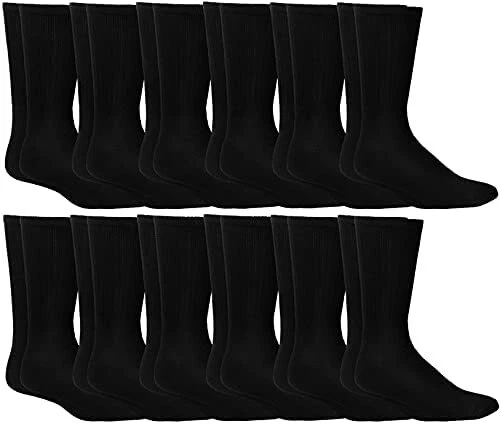 12 PK Yacht & Smith Kids Premium Cotton Crew Socks Black Size 6-8 Boys Crew Sock