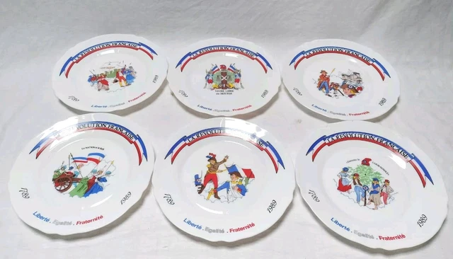 Lot de 6 assiettes de table ARCOPAL motif révolution francaise vintage