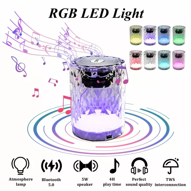 Night Light Bluetooth Speaker, Portable Wireless Speaker RGB LED Lamp