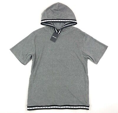 The Hundreds Marvin Mens 2XL XXL Short Sleeve Hoodie Sweatshirt Gray Terry Cloth