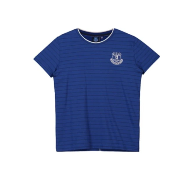 T-shirt da calcio Everton bambino (taglia 10-11y) top a righe sottili maniche corte - nuova