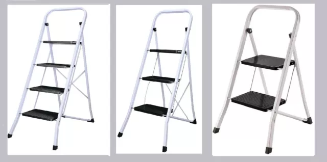 Steel Folding 1 2 3 4 Step Ladder Safety NonSlip Small Stool Ladders Kitchen DIY