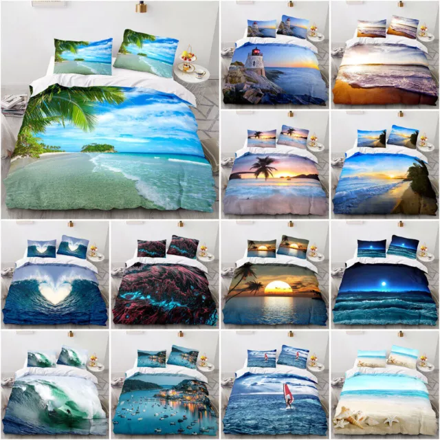 Sea Beach Duvet Cover Pillowcase Bedding Quilt Covers Single Double King Bed