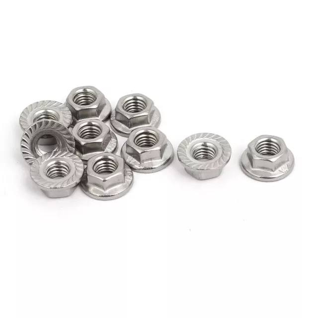 M6 Thread 304 Stainless Steel Serrated Hex Flange Nut 10pcs