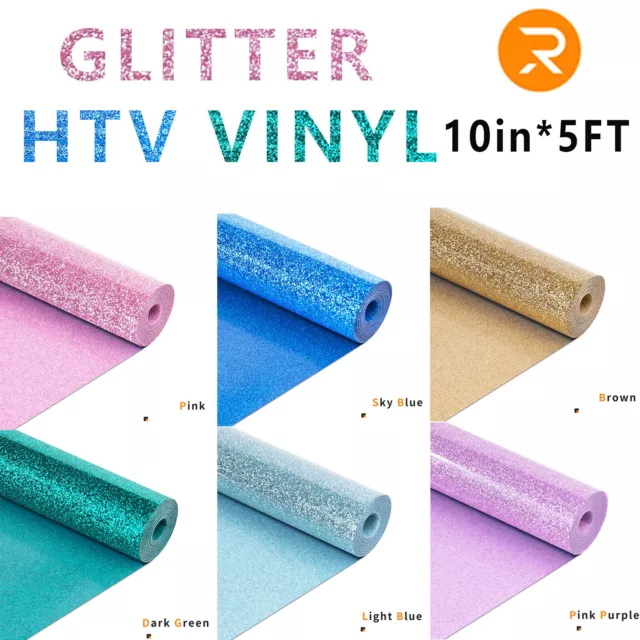  Glitter HTV Vinyl 10x5ft Heat Transfer Vinyl Roll