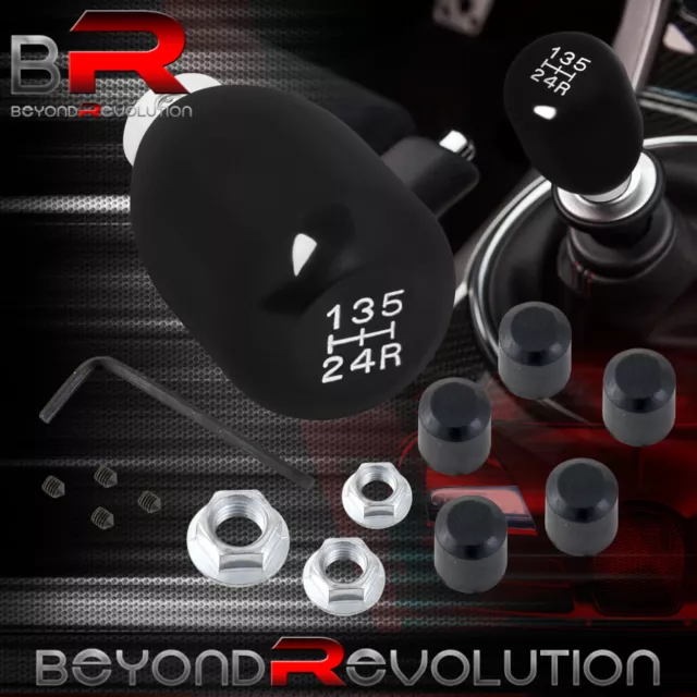 Black Aluminum Type-R Shift Knob 5-Speed MT Gear Shifter Upgrade White Lettering