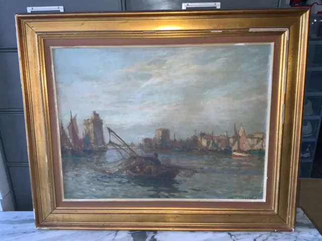 Peinture De Paul Jobert La Pêche Au Carrelet Dans Le Port De La Rochelle Marine