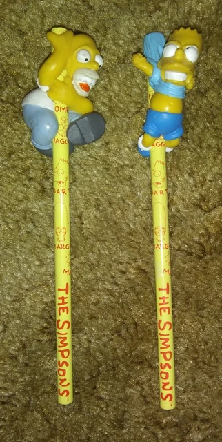 lot 2 Simpsons 1990 Pencil Huggers pvc figures Unused Homer Bart Hamilton Gifts