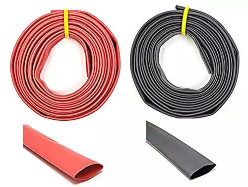 1/2" 10 Feet Black + 10 Feet Red 31 Dual Wall Adhesive Glue Lined Marine Grad...