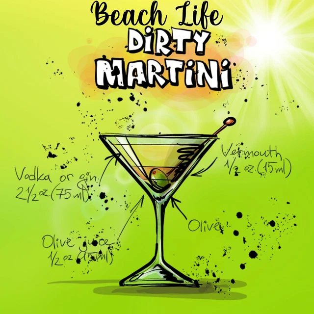 Beach Life Dirty Martini Iron On Transfer For T-Shirt + Light & Dark Fabrics #4