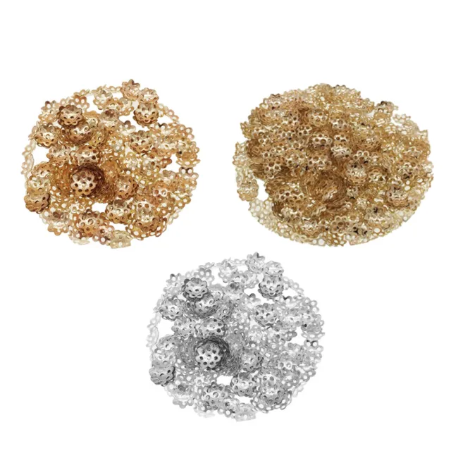 300x 6/8mm Fine Filigree Flower Bead Caps Jewelry Making Findings DIY Crafts