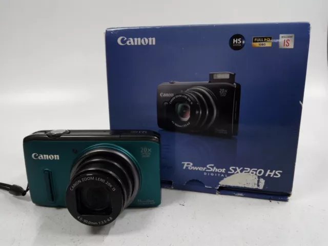 Canon PowerShot SX260 HS Digital Compact Camera 12.1 Mega Pixel In Teal Preowned