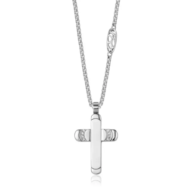 CA394 Collier pour Hommes en Acier avec Croix Luca Barra -10% Réduction