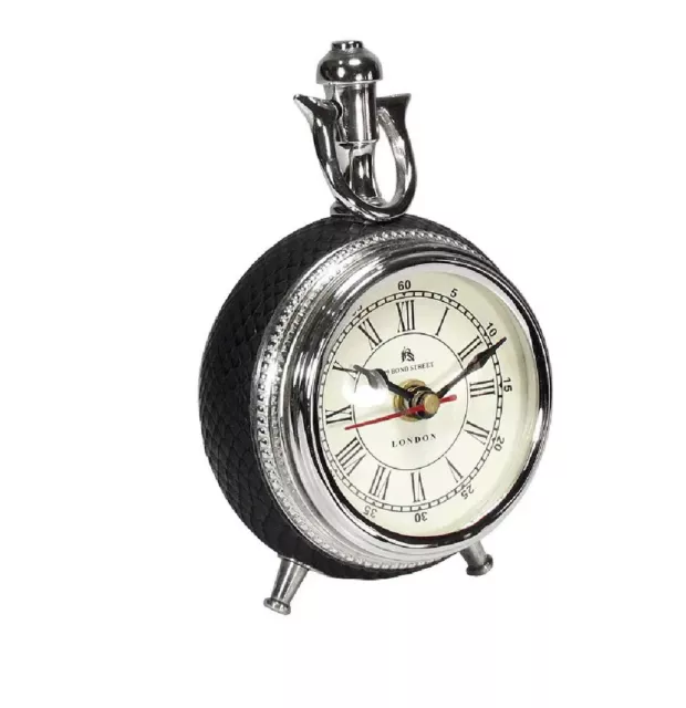 Hazenkamp reloj de mesa 10x14 cm plata-negro reloj chimenea reloj metal 56285