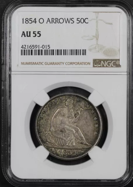 1854-O Seated Liberty Half Dollar Arrows NGC AU-55