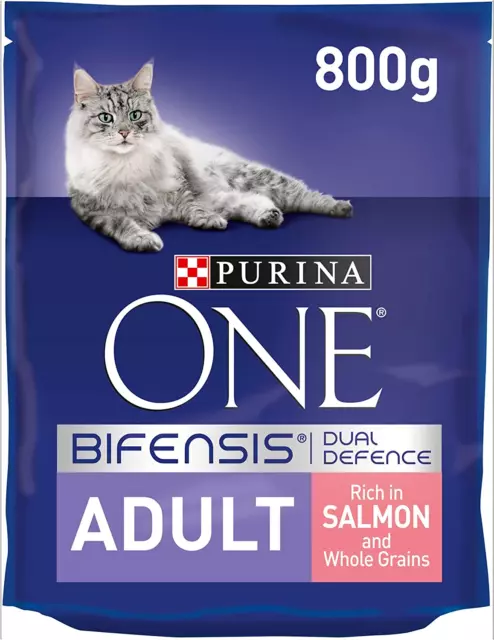 Purina One Adult Dry Cat Food Salmon and Wholegrain, 800g