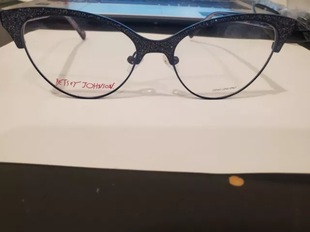 BETSEY JOHNSON FLARE NAVY GLITTER New Designer  Eyeglasses 53/17/140MM NEW