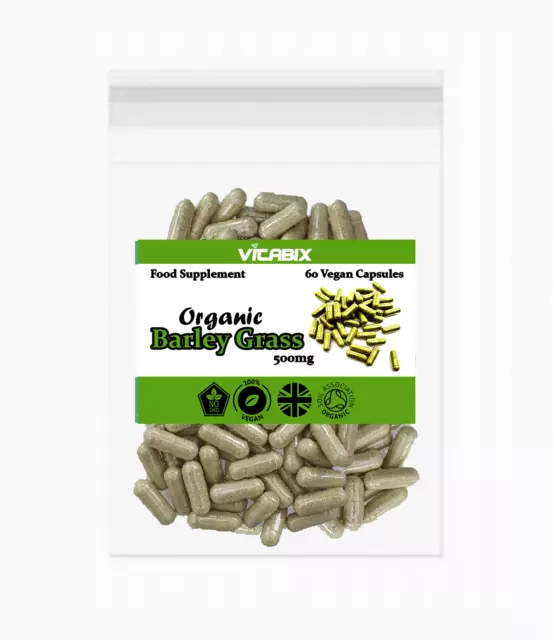 Organic Barley Grass Capsules 500mg | Vegan | GMO Free | Gluten Free | UK