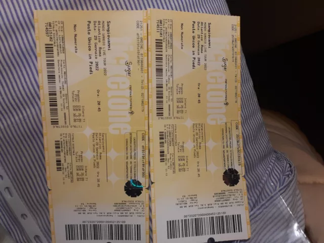 Vendo n.2 biglietti concerto Sangiovanni 29 Maggio Atlantico a Roma