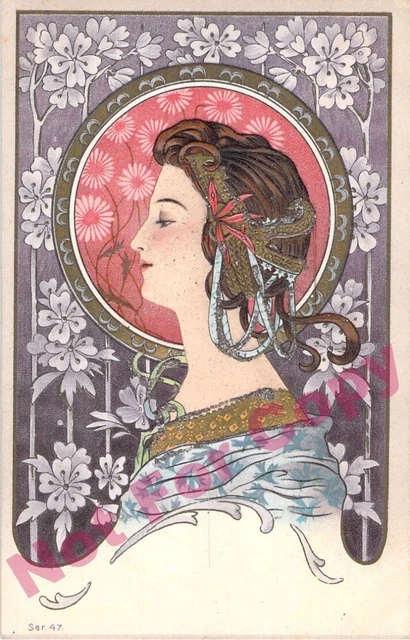 RARE CPA CARTE POSTALE ca. 1905 FEMME BELLE EPOQUE ART NOUVEAU
