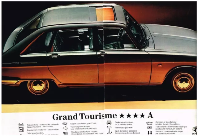 PUBLICITE advertising  1970   la RENAULT 16TS     le tourisme 4 A (2 pages)