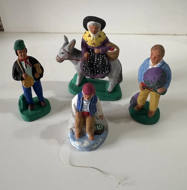Santons De Noël Anciens En Terre Cuite - Décorations Vintage Pour Crèche, Occasion