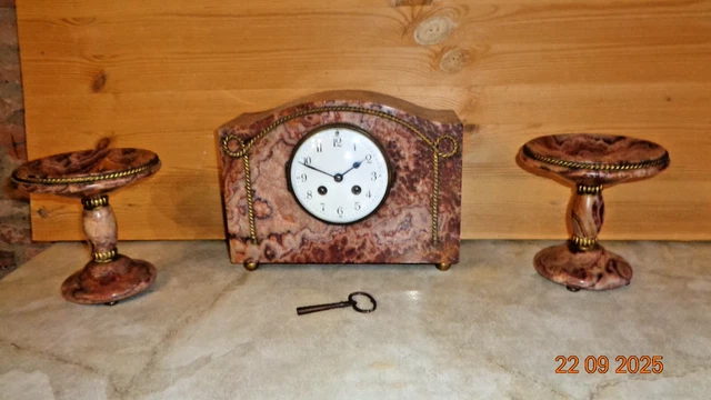 Cadran D'horloge Pendule Murale émaillé - Bords Laiton 3 Trous - Vintage