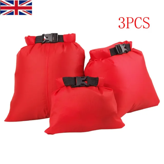 Set of 3 Waterproof Dry Sack Bag Pouch for Kayaking Boating Canoe Floating UK