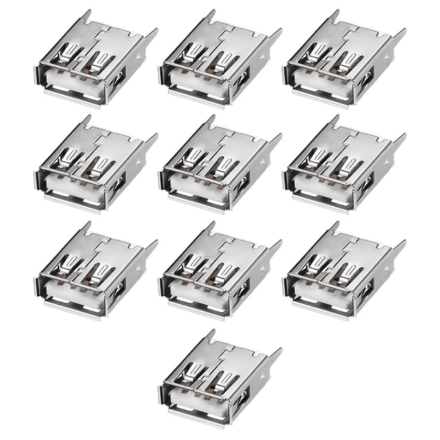Conector USB tipo PCB: conector hembra 4 pines, inserto recto vertical 10pcs
