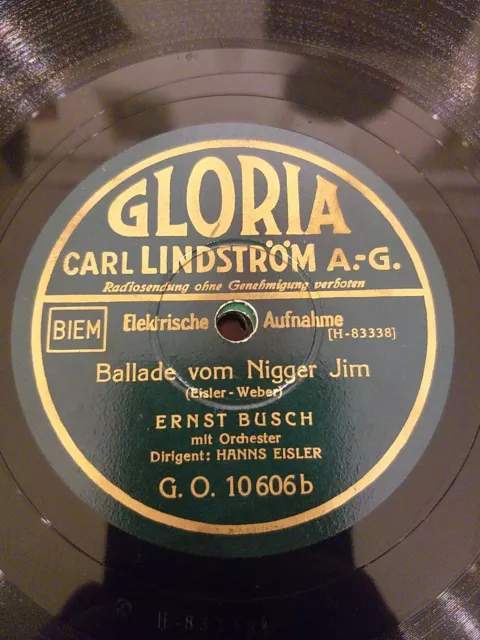 78rpm Schellack Ernst Busch Lied der Baumwollepflücker Ballade vom Ni.... Jim