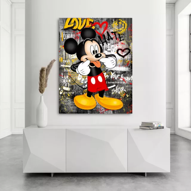 Leinwand Bild Micky Love Pop Art Comic Wandbild Büro Bilder Wand Deko
