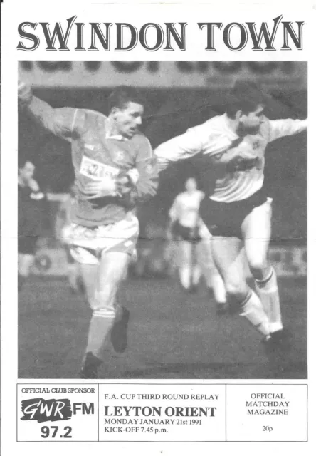 Swindon Town v Leyton Orient 1990-91 FA Cup 3rd Round Replay