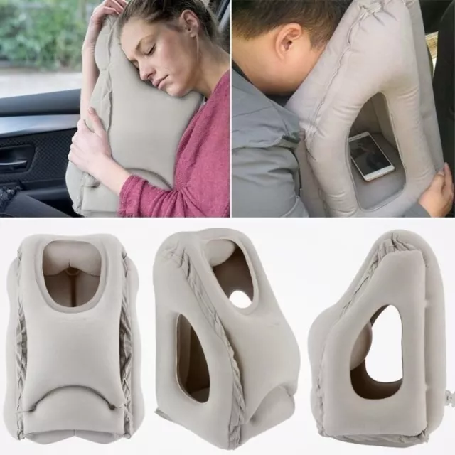 Inflatable Air Travel Pillow Airplane Office Nap Rest Neck Headrest Chin Cushion